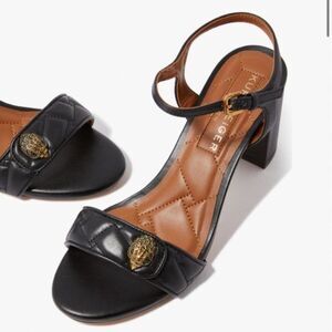 Kurt Geiger Kensington Langley Black Leather Block Heel Sandals Sz 35.5 (5.5 US)